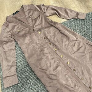 Naked Wardrobe Brown Satin LS Button Down Size Small